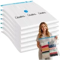 Casativo Vakuumierbeutel Vakuum-Kleiderbeutel L 60x80cm Platzsparende Kompressionsbeutel, doppelter Schnellverschluss/Kleider-Schutz vor Staub/transparent