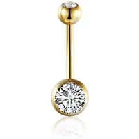 Karisma Bauchnabelpiercing Karisma Titan G23 24 K Gold beschichtet Bauchnabelpiercing, Banana Zirkonia - Weiss