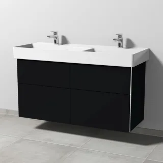Sanipa 3way Waschtischunterbau zu Duravit Dura Square Waschtisch mit 4 Auszügen, Schwarz-Matt BS42208