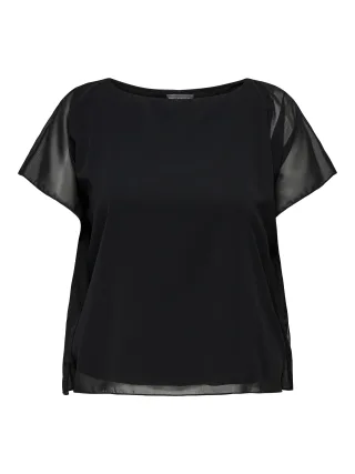 ONLY CARMAKOMA - CARCOKO S/S O-NECK TOP WVN Black - Gr. - 46