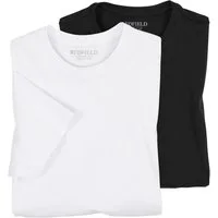 redfield Rundhalsshirt Redfield Übergrößen T-Shirts Doppelpack weiß/schwarz