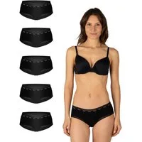 Elsie Panty mit Spitze Unterhosen Damen Slip - Stretch Baumwolle (Packung, 5-St., 5er-Packung) unsichtbar unter deiner Kleidung - Frauen Unterwäsche Hipster Short