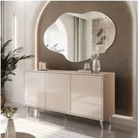 ALLHOUSE24 Kommode MANDY Dreitürige Kommode in Hochglanz Sideboard Kaschmir Weiß (1x Kommode), Breite: 154 cm