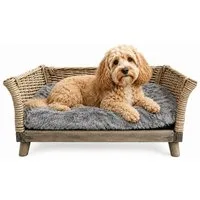 UNUS ANIMALS Hundebett Hundebett Hundekorb aus Weide mit Kissen waschbar, Hundebett, Hunde-Couch, Haustierbett, Körbchen, Katzenkorb, Katzenbett