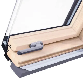 Dachfenster mit Hochschwingflügel, Holz, Ropal made by Roto, R4/7 Plus, 54x78 cm, Innen Kiefer, außen Anthrazit, individuell konfigurieren