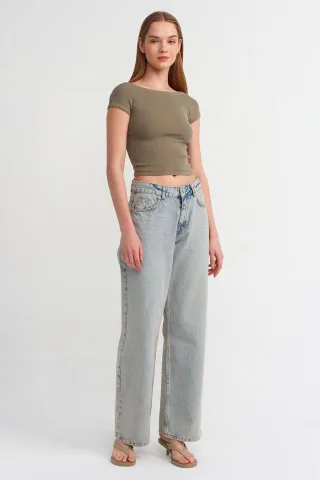 Hochtaillierte weite Baumwoll-Denim-Jeans