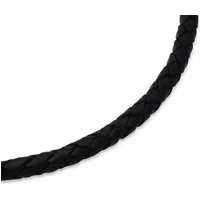Unique Lederband Geflochtene Echtleder Zopfkette schwarz mit Edelstahlverschluss LN0003