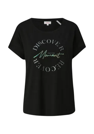 s.Oliver Red Label - T-Shirt mit Pailletten schwarz - Gr. - 34