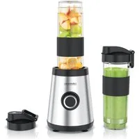 Arendo Standmixer Smoothie Maker. inklusive zwei Becher je 570ml, Edelstahl Klingen, 500 W, BPA-frei, 2 To-Go-Becher, 4 SUS301-Klingen, Smoothiemaker