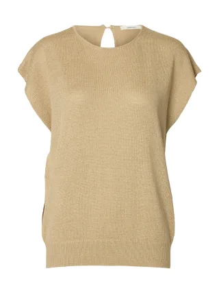 selected women - SLFMIA KNIT TOP O-NECK White Pepper - Gr. - L