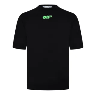 Off White - T-Shirt für Herren, Rundhalsausschnitt, Regulär (Schwarz/Fluoreszierendes Grün)