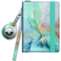 Fintie Geldbörse Reisepasshülle mit Airtag Halter, Slim Reisepass Hülle RFID-Schutz, Schutzhülle Passport Cover für Reisedokumente Impfpass Herren Damen