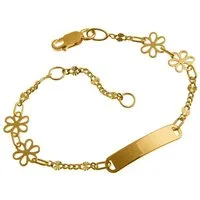 Silberkettenstore Goldarmband Kinder-Gravurarmband Blumen - 585 Gelbgold