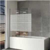 IMPTS Badewannenaufsatz Duschwand für Badewanne Badewannenfaltwand Faltbar 100-140cm, Glas Alu, (Set, 3 tlg., 3 TLG), Duschabtrennung für Badewanne