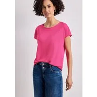 STREET ONE Shirttop unifarben, Sommershirt, in Strick-Optik