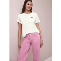STREET ONE Kurzarmshirt Sommershirt mit Rundhals und Herzdetail