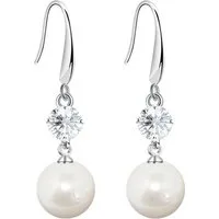 LÖB Perlenohrringe Damen Perlenohrringe Ohrringe Hängend mit Perlen Zirkonia Lang Silber (Geschenke für Frauen Damen Beste Freundin Mutter Mama Ehefrau Oma sie zum Geburtstag Schmuck Sommer, Inkl. Schmuckbox), Kristall Tropfen Ohrhänger Tropfenform E
