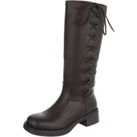 Ital-Design Modische Damen-Stiefel mit Blockabsatz und seitlichen Details Stiefel (90756060) Blockabsatz Stiefel in Braun