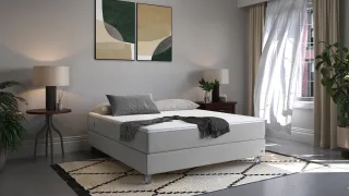 BRUNO Boxspringbett Premium 140x200cm in Hellgrau | Matratzen-Härtegrad: Links H2 / Rechts H2 | mehrfach ausgezeichnet in Design & Qualität