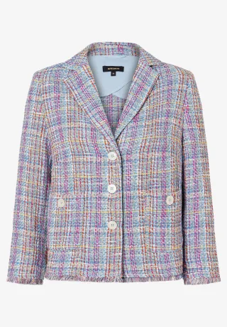 MORE & MORE - Bouclé Jacke blau/pink - Gr. - 38