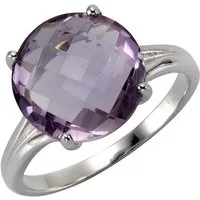 Zeeme Fingerring Silber 925 rhodiniert mit echtem Amethyst 12mm