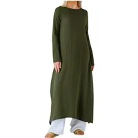 WENOR Longtunika Musselin 100 % Baumwolle 125 cm, Seitenschlitze, Modest Fashion 36–48 Seitenschlitze, figurumspielend, minimalistisches Design