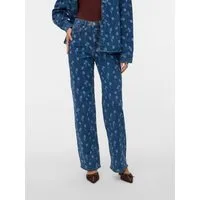 Vero Moda Straight-Jeans VMTESSA HR WIDE FLOWER DENIM JEANS RA380 mit Blumenmuster