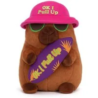 soma Kuscheltier Capybara Plüschtier Kuscheltier 25cm mit Surfbrett Spruch Ok I Pull Up (Set, 1-St., Geschenk-Set), Surfbrett Plüsch Stofftier Geschenk für Kinder Weihnachten Nikolaus