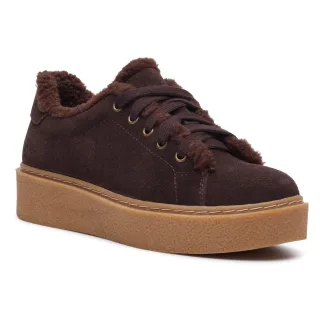Hush Puppies Brinlee Fell Wildleder Damen BRAUNE Turnschuhe