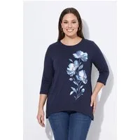 MIAMODA T-Shirt T-Shirt A-Linie große Blüten Zipfelsaum