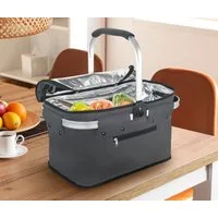 Ebaxx Einkaufskorb Alu Thermo Korb Klapp Kühltasche faltbar Picknick Camping Grau Blau
