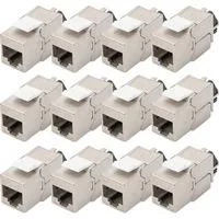 Cat.6a Keystone-Modul, geschirmt silber, 12 Stück, mit intelligentem Kabelmanager