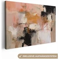 OneMillionCanvasses® Leinwandbild Kunst - Abstrakt - Beige - Farbe, Fotodruck (1 St), Leinwand Bilder Klein, Wand Dekoration Aesthetic 30x20 cm