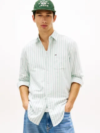 Tommy Jeans (PVH Group) - TJM REG STRIPE OXFORD SHIRT EXT Bahama Green Stripe - Gr. - S