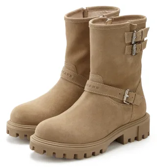 Elbsand Stiefelette "Stiefel, Boots, Bikerboots, Lederstiefelette, Lederboots" aus Leder mit trendigen Zierschnallen