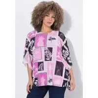 Ulla Popken Longbluse Mesh-Bluse doppellagig Oversized Rundhals Halbarm