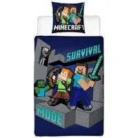 MTOnlinehandel Kinderbettwäsche Minecraft 135x200 + 80x80 cm, Geschenk für Gamer, Microfaser, 2 teilig, Wendebettwäsche für Mädchen und Jungen, Gaming