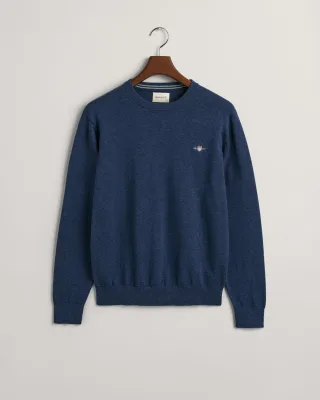 GANT - Klassischer Rundhalspullover aus Baumwolle dk jeansblue melange - Gr. - XXL