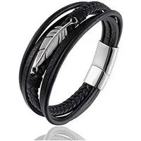 Paletti Lederarmband Lederarmband mit silberner Feder Edelstahlschließe