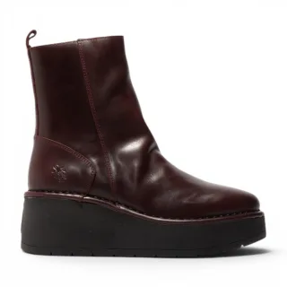 Fly London Damen Weinleder-Keilferstiefel mit Plateau – HEIJ272