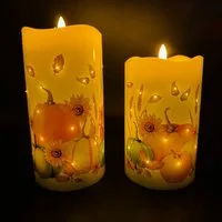 Online-Fuchs LED-Kerze 2 LED-Motivkerzen mit Funkellichtern (Filament Stil) mit Timer (realistische Kerzenflamme, 6-Stunden Timerfunktion), Warmweiß oder Farbwechsel wählbar