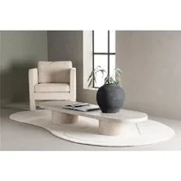 BOURGH Couchtisch MAILAND großer Wohnzimmertisch 190x60cm - Coffee Table in Marmor Optik, in Beige