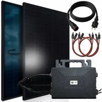 SUNNIVA Solaranlage 920W BIFAZIAL FULLBLACK komplett Steckdose, 800 W, (ASTRO-E 800W Wechselrichter, PV Solaranlage, 2x 460W Glas-Glas Solarmodule, inkl. 5m Kabel, Bluetooth WIFI, Komplettset)