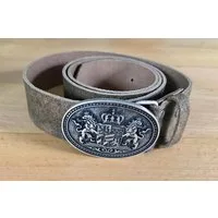 Pezzo D'oro Ledergürtel Trachtengürtel, Bayernschließe, braun-oliv,made in Germany Vollledergürtel