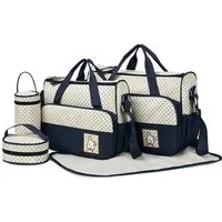 Mutig Wickeltasche 5-teiliges Baby Wickeltasche Set mit Flaschenwärmer & Wickelunterlage (Große Windeltasche als Umhängetasche & Reisetasche, Krankenhaustasche für Geburt, Mama Papa Kinderwagen), Reise Wickeltasche, Mehrzweck Wickeltasche für Unterwe