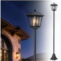 Casativo LED Außen-Stehlampe Solar-LED-Gartenlaterne mit Dämmerungssensor Wetterfest IP44, 6 SMD-LEDs, fest verbaut, Tageslichtweiss, bis zu 8 Std. Leuchtdauer/Solarbetrieb/B18 × H160 × L18 cm