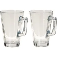 Pasabahce Glas 2-er Set Vela Style 55201 Tee oder Kaffee Glastasse mit Henkel, ca. 25, 2-tlg.