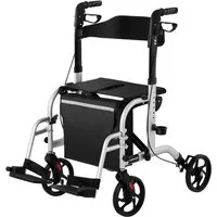 Uniprodo Rollator 2-In-1 Faltbar Gehilfe Rollstuhl Klappbar Laufhilfe Reflektor Tasche