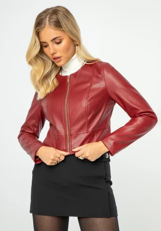 Wittchen Damenjacke mit Perforationen, rot, aus Öko-Leder