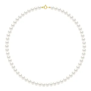 Halskette Gold – Reihe aus echten Süßwasserperlen, halbrund, 6–7 mm